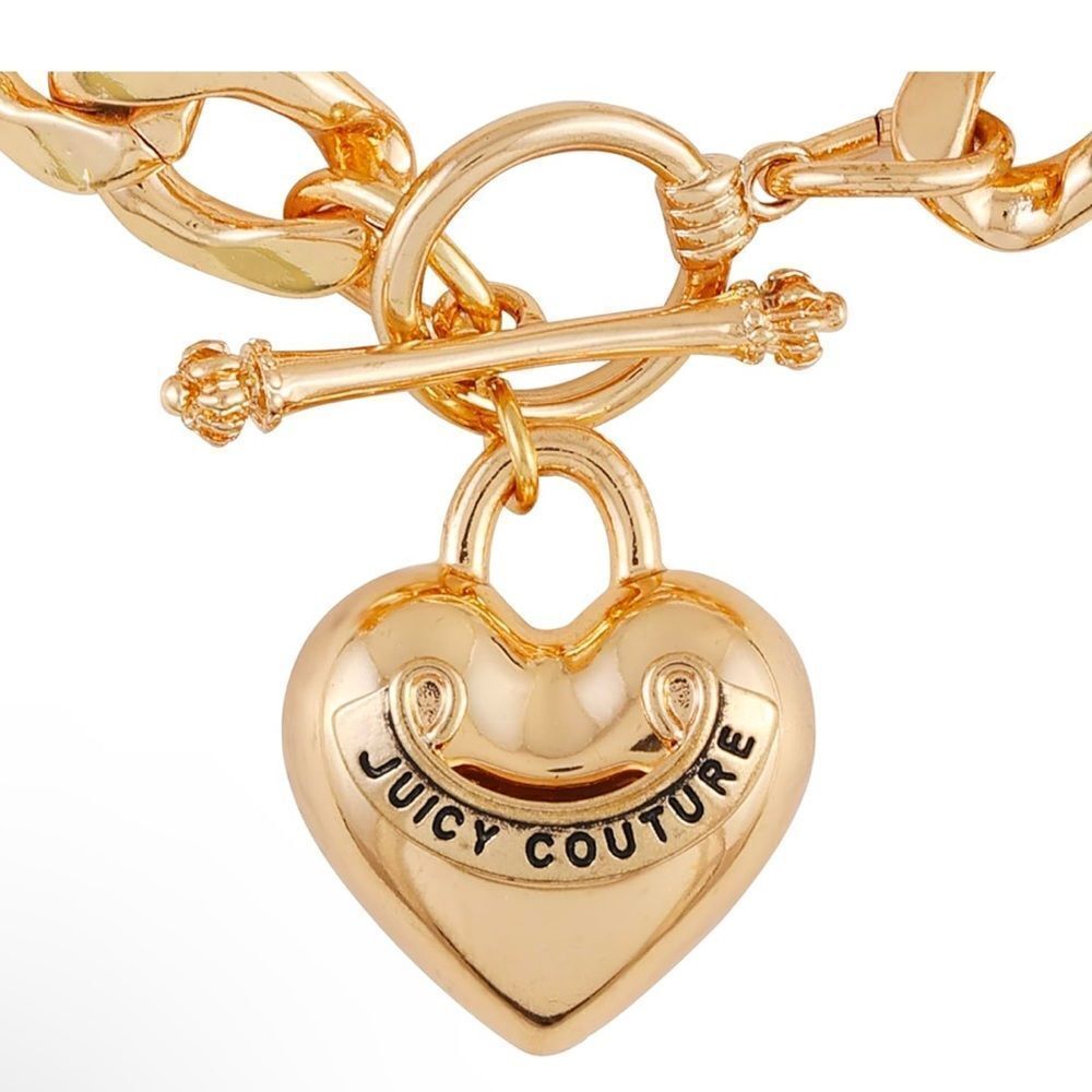 NWT New Juicy Couture/Urban Outfitter UO Gold Puffy Heart Chain Pendant Bracelet - Picture 2 of 4